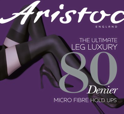 Aristoc - 80 denier Micro Fibre Opaque Hold Ups, black, size S/M