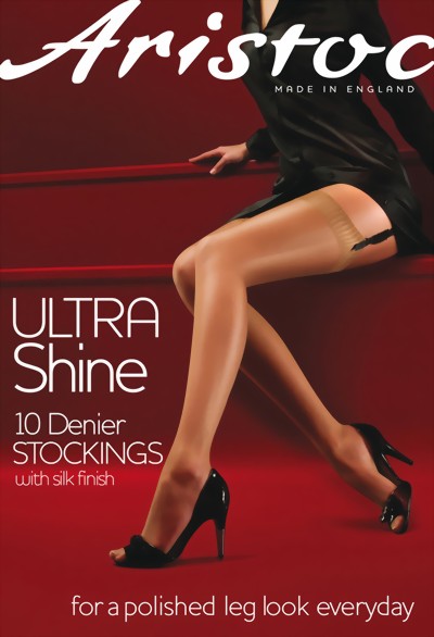 Aristoc - Ultra Shine 10 denier stockings, black, size S/M