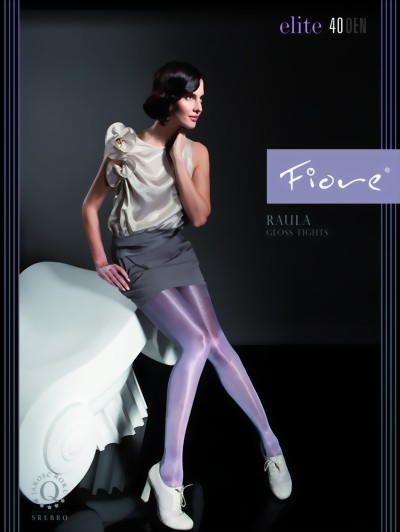 Fiore - Elegant glossy tights Raula 40 denier, plum, size S