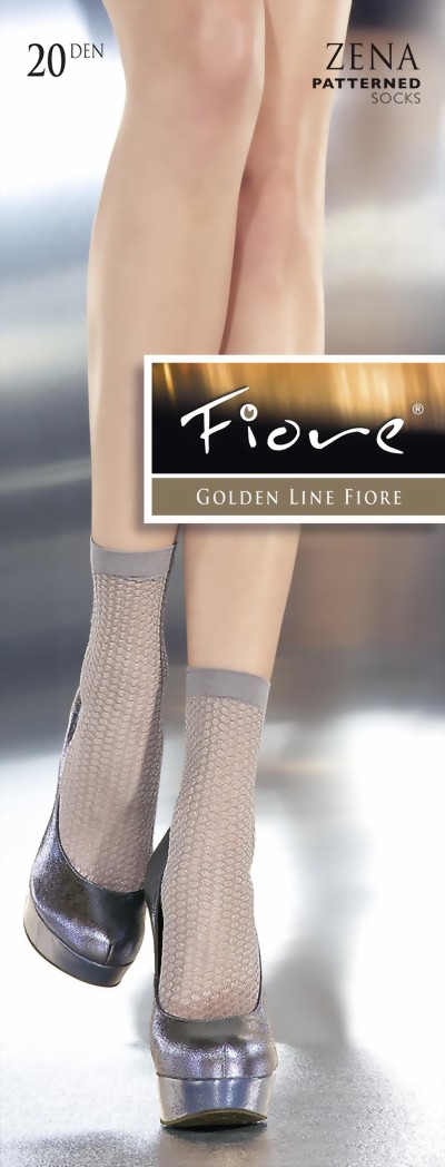 Fiore - Patterned socks Zena 20 denier, white