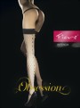 Fiore - Diamond fishnet hold ups with back seam design Intensa, red, size S