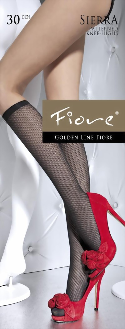 Fiore - Patterned knee highs, 30 denier