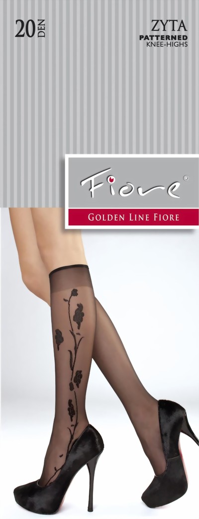 Fiore - Beautiful floral pattern knee highs Zyta 20 denier