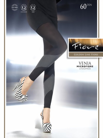 Fiore - Opaque patterned leggings Venia 60 DEN, black, size S