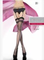 Fiore - Sensuous stockings with subtle patterned top 20 denier, black, size S