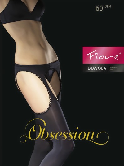 Fiore - Opaque suspender tights Diavola, 60 denier, white, size L