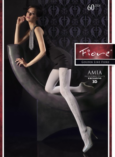 Fiore - Opaque floral pattern tights 60 DEN, light grey, size S Fiore - Opaque floral pattern tights 60 DEN, light grey, size S