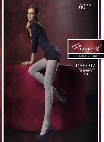 Fiore - Opaque floral pattern tights 60 DEN, black, size S