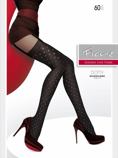 Fiore - Stylish mock suspender tights with dot pattern Dotty 60 DEN, black, size S
