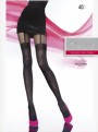 Fiore - Patterned mock suspender tights Eulalia 40 DEN, black, size L