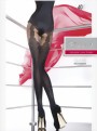 Fiore - Mock suspender tights with back seam pattern Gladis 40 DEN, black, size L