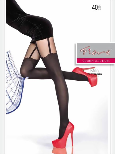 Fiore - Trendy stockings pattern tights Milla 40 DEN, black, size S