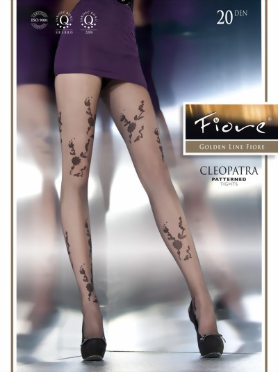 Fiore - Subtle flower pattern tights Cleopatra 20 DEN, black, size L