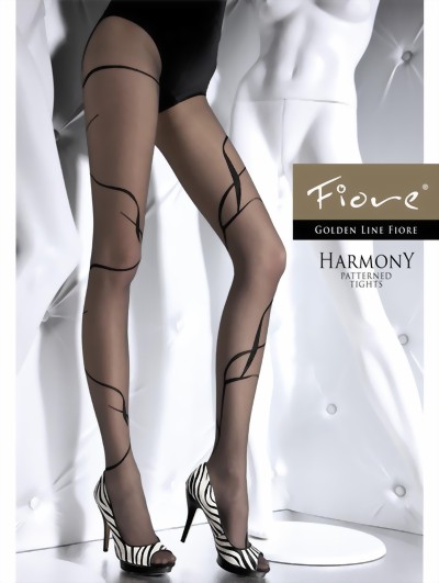 Fiore - Patterned tights 20 DEN, grey, size S
