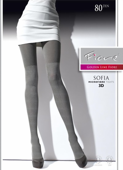 Fiore - Opaque all over pattern tights Sofia 80 DEN, graphite, size M