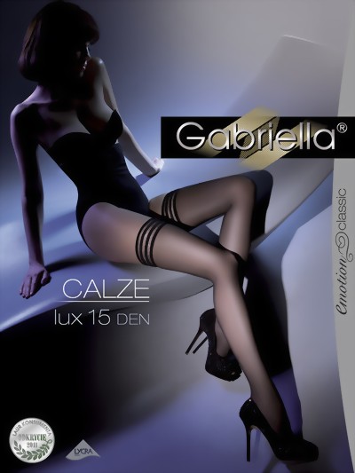 Gabriella - Elegant classic hold ups Calze Lux, 15 DEN, muscade, size M/L