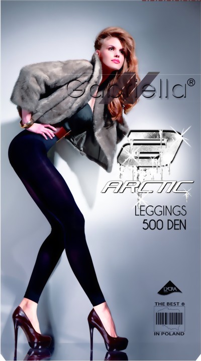 Gabriella - Opaque winter leggings Arctic, 500 denier, coffee, size M/L