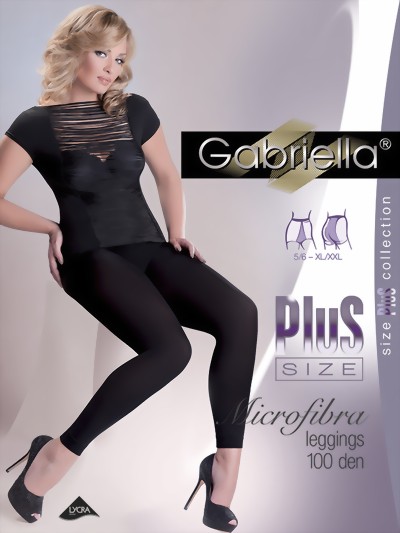 Gabriella - Opaque plus size leggings Microfibra 100 DEN, black, size XL/XXL