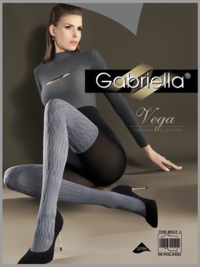 Gabriella - Stylish opaque mock over-the-knee tights Vega, graphite-black, size S