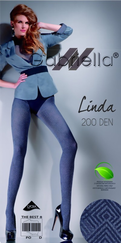 Gabriella - Geometric pattern winter tights Linda, 200 den, graphite, size S