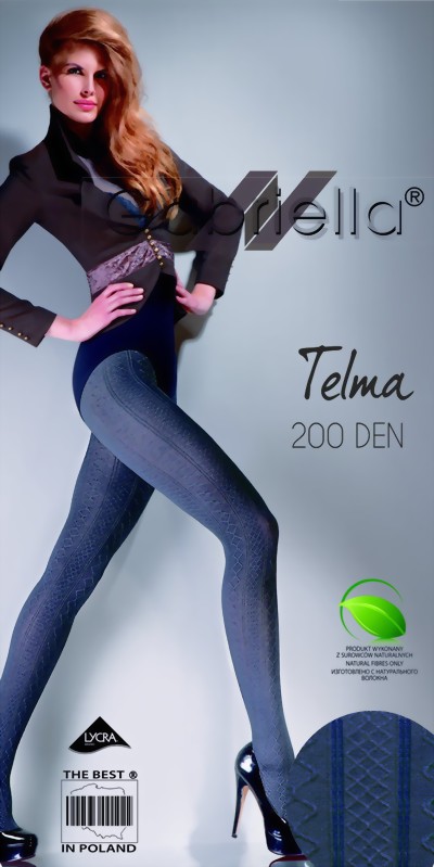 Gabriella - Patterned winter tights, 200 den, hazel, size S