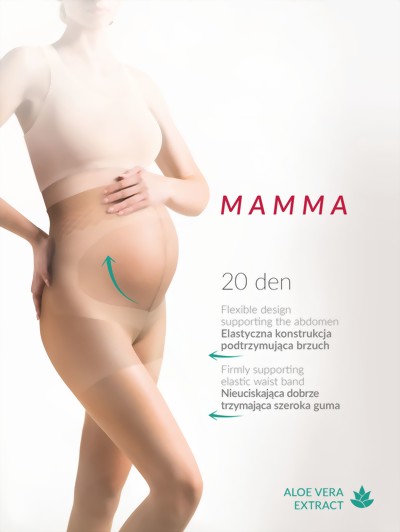 Gabriella - Maternity tights Mamma, 20 DEN, beige, size S