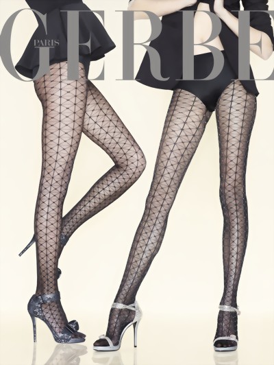 Gerbe - Exclusive sensuous patterned tights Paris by Night, black, size S