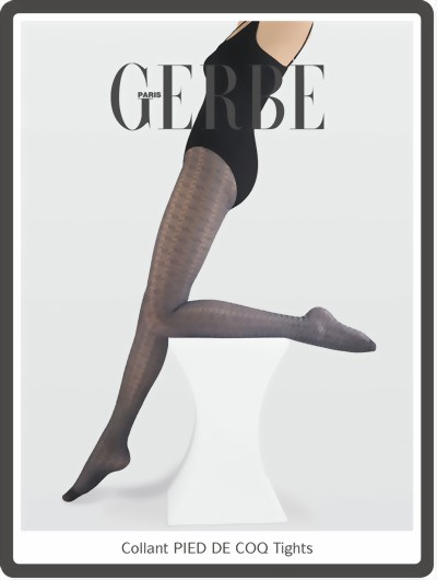 Gerbe - Exclusive patterned tights Pied de Coq, purple, size M