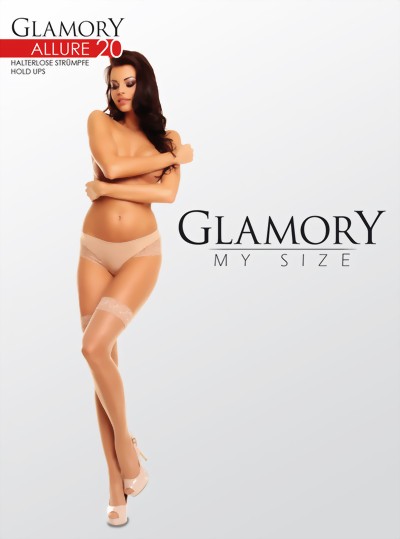 Glamory - Gloss plus size hold ups Allure 20 denier, white-nude, size L