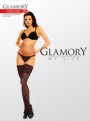 Glamory - Elegant plus size hold ups Deluxe 20 denier, black-red, size 4XL