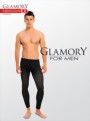 Glamory - 100 denier opaque plus size leggings for men Thermoman, black, size XL