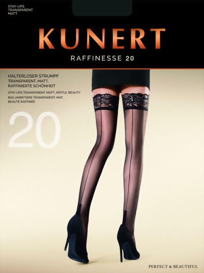 Kunert - Elegant back seam hold ups Raffinesse, nude with black back seam, size S