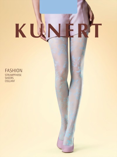 KUNERT - Beautiful, subtle floral pattern tights Summertime, black, size M/L
