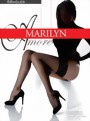 Marilyn - Classic fishnet hold ups with floral pattern lace top Amore, black, size S/M