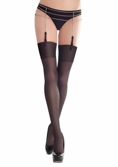 Marilyn - Sensuous suspender belt and sheer stockings Cherry Jet, 15 DEN, black, size M/L