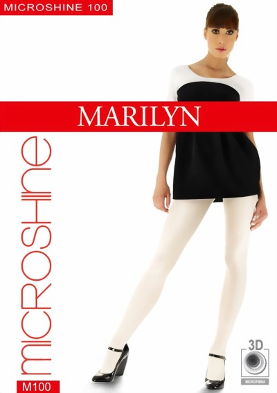 Marilyn - Opaque glossy tights Microshine 100 den, perle, size M/L