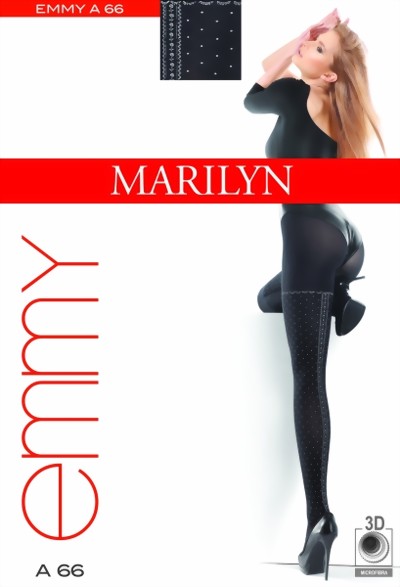 Marilyn - Sensuous polka dot pattern tights Emmy, 60 DEN, black-grey, size M/L