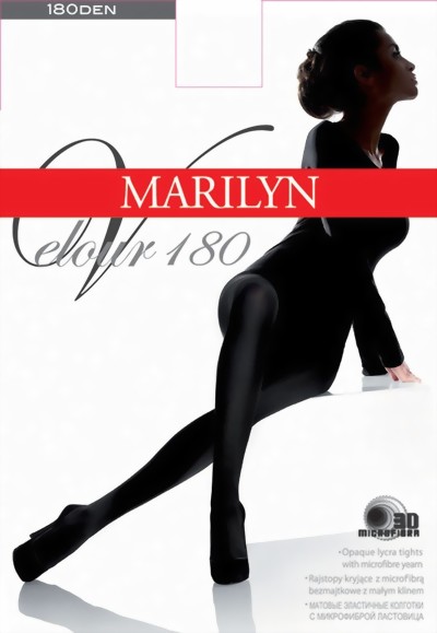 Marilyn - Classic opaque tights Velour 180 den, grigio, size M
