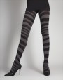 Samburu - Opaque stylish stripe pattern tights Orietta, 40 denier, black-grey, size S
