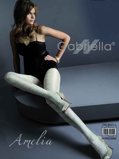 Gabriella - Elegant patterned tights Amelia, cyklamen, size L