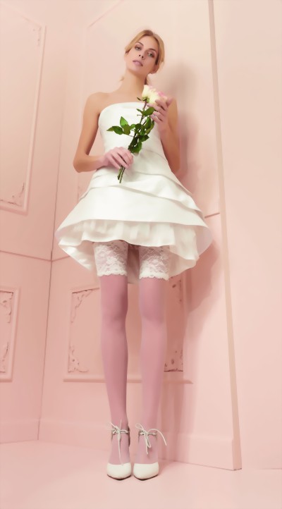 Trasparenze - The perfect bridal hold ups with romantic lace top Athena, white, size M