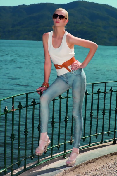 Trasparenze - Stylish worn-out-look jeggings Vintage