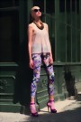 Trasparenze - Trendy flower print leggings Flowery, multicolor, size M/L